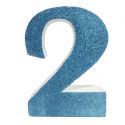 Numero "2" en corcho azul, para decorar espacios en tu boda
