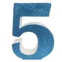 Numero "5" en corcho azul, para decorar espacios en tu boda
