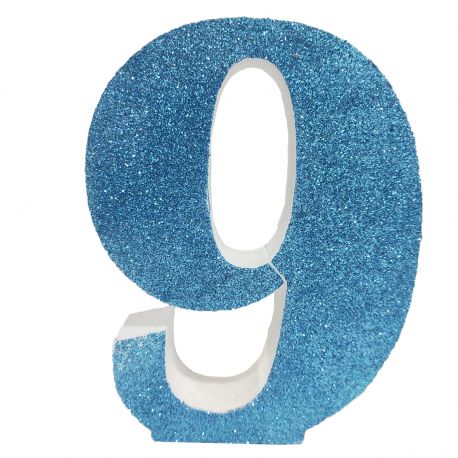 Numero "9" en corcho azul