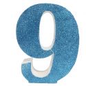 Numero "9" en corcho azul, para decorar espacios en tu boda