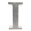 Letra "i" de porexpan 20 cm en color plata, para decorar bodas