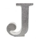Letra "j" de porexpan 20 cm en color plata, para decorar bodas