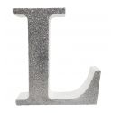 Letra "l" de porexpan 20 cm en color plata, para decorar bodas