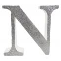 Letra "n" de porexpan 20 cm en color plata, para decorar bodas
