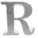 Letra "r" de porexpan 20 cm en color plata, para decorar bodas