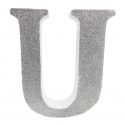 Letra "u" de porexpan 20 cm en color plata, para decorar bodas