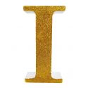 Letra "i" de porexpan 20 cm en color oro, para decorar bodas