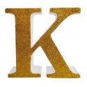Letra “k" de porexpan 20 cm en color oro, para decorar bodas