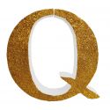 Letra "q" de porexpan 20 cm en color oro, para decorar bodas