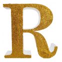 Letra "r" de porexpan 20 cm en color oro, para decorar bodas