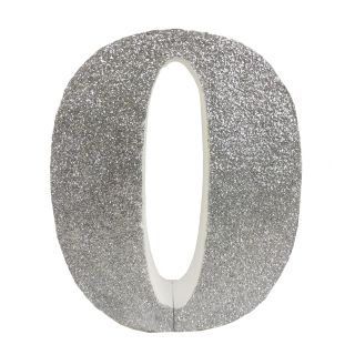 Numero "0" en corcho plata