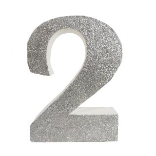 Numero "2" en corcho plata