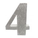Numero "4" en corcho plata, para decorar espacios en tu boda