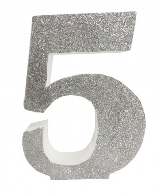 Numero "5" en corcho plata