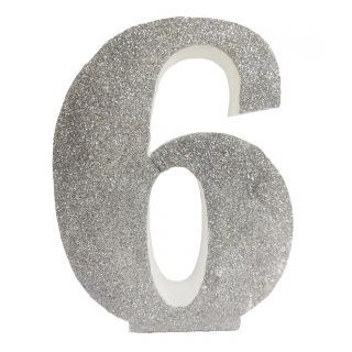 Numero "6" en corcho plata