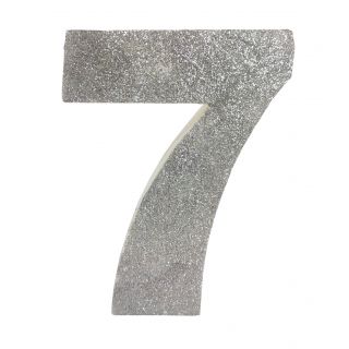 Numero "7" en corcho plata