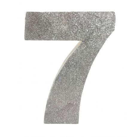 Numero "7" en corcho plata