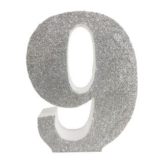 Numero "9" en corcho plata