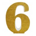 Numero "6" en corcho oro, para decorar espacios en tu boda