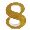 Numero "8" en corcho oro, para decorar espacios en tu boda