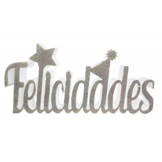 Corcho "felicidades" plata 22x47+5 cm-