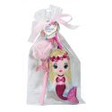 PACK: Peluche de sirena, boli con pompón sirena rosa, en bolsa y tarjeta