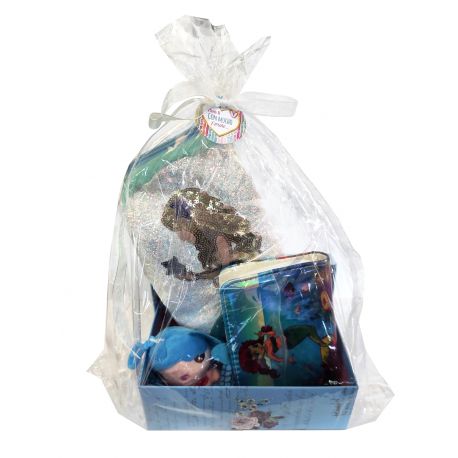 Composición de caja de paris con mochila+minipeluche+monedero con tarjeta y lazo en bolsa