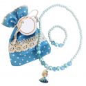 PACK: Bolsa de lunares azul con collar