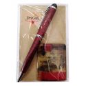 PACK: Imán vintage con boli rojo en bolsa y pegatina