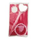 PACK: Espejito de corazón rosa con pulsera en bolsa y pegatina