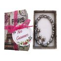 Caja vintage paris con pulsera lazo y tarjeta