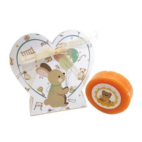 Caja corazón bebe con jabón naranja
