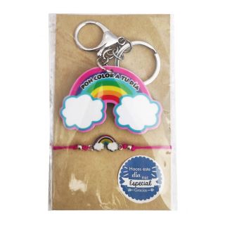 Llavero de sirena con pulsera en bolsa y pegatina