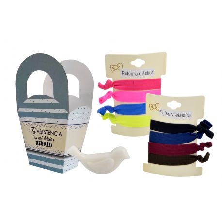 Pack de pulseras en caja azulcon jabón