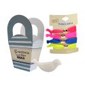 Pack de pulseras con lazo en caja azulcon jabón