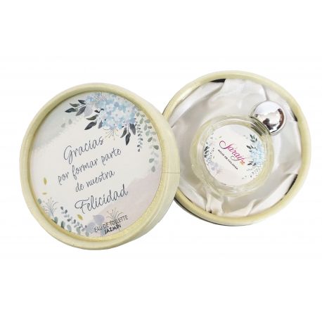 Colonia jazmin 10 ml en caja redonda pegatina
