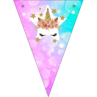 Guirnalda unicornio 15 ud- 21,5x15,5cm con cuerda de 2,5m incluida