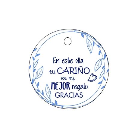 Pliego tarjeta redonda tu cariño azul 20 ud-