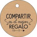 Pliego tarjeta kraft redonda 20 ud- "compartir es el mejor regalo"