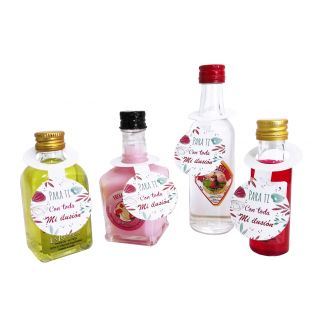 Tarjeta redonda para botellas "para tí con toda mi ilusión"