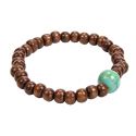 Pulsera perla marron bola azul