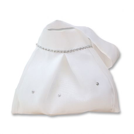 Bolso novia adornos plata blanco 