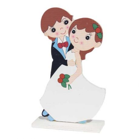 Pareja novios de madera
