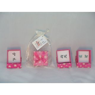 Pendientes con caja en bolsa con tarjeta personalizada