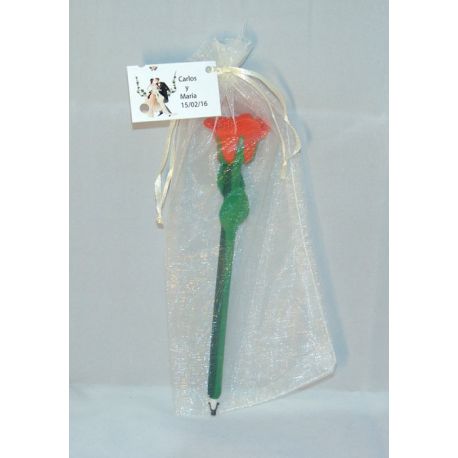 Boli con forma de Rosa + bolsa + tarjeta