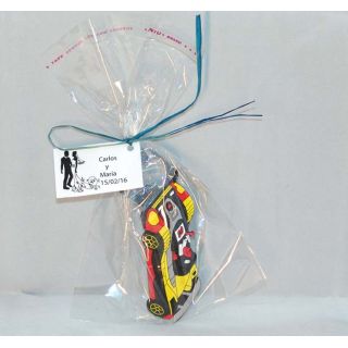 Imán abridor coche en bolsa con tarjeta personalizada
