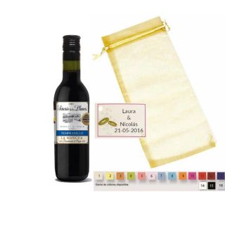 Vino en bolsa y tarjeta personalizada
