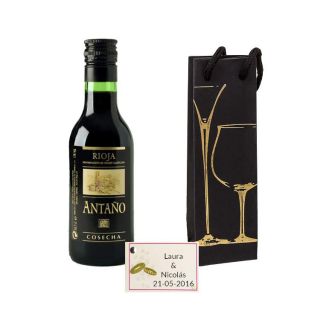 Vino Cosecha en caja con tarjeta regalo bodas 375ml
