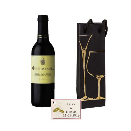 Vino en caja con una tarjeta perosnalizada regalo 375ml