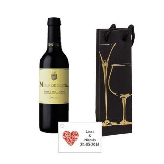 Vino de Crianza decorado en caja y tarjeta 375ml